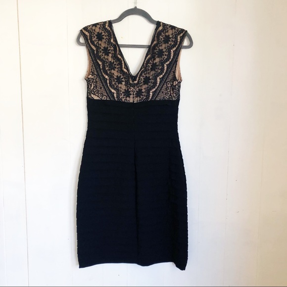 Adrianna Papell Black Cocktail Lace Top Dress - Picture 2 of 5